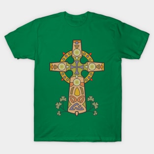 Celtic Cross with Shamrocks T-Shirt